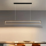 Suspension rectangulaire noire minimaliste LED dimmable pour salle à manger