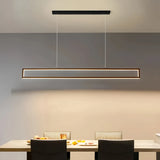 Suspension rectangulaire noire minimaliste LED dimmable pour salle à manger