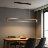 Suspension rectangulaire noire minimaliste LED dimmable pour salle à manger