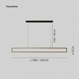 Suspension rectangulaire noire minimaliste LED dimmable pour salle à manger