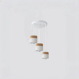 Suspension scandinave macaron cylindrique en bois et métal pour salle à manger
