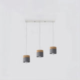 Suspension scandinave macaron cylindrique en bois et métal pour salle à manger