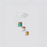 Suspension scandinave macaron cylindrique en bois et métal pour salle à manger