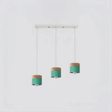 Suspension scandinave macaron cylindrique en bois et métal pour salle à manger