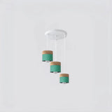 Suspension scandinave macaron cylindrique en bois et métal pour salle à manger