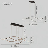 Suspension vague moderne à LED dimmable pour îlot de cuisine