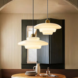 Suspension verre opale scandinave pour salle à manger