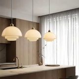 Suspension verre opale scandinave pour salle à manger