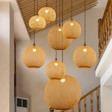 Suspension boule en bambou tressée à la main japonaise pour salle à manger