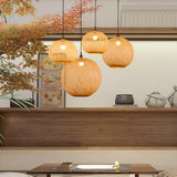 Suspension boule en bambou tressée à la main japonaise pour salle à manger