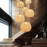 Suspension boule en bambou tressée à la main japonaise pour salle à manger