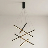 Suspension design moderne noir à barres croisées pour salon