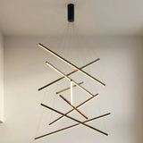 Suspension design moderne noir à barres croisées pour salon