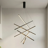 Suspension design moderne noir à barres croisées pour salon