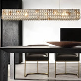 Suspension en cristal rectangulaire moderne pour salle à manger