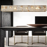 Suspension en cristal rectangulaire moderne pour salle à manger