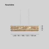 Suspension en cristal rectangulaire moderne pour salle à manger