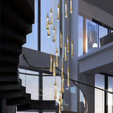 Suspension goutte d'eau en cristal doré moderne pour cage d'escalier