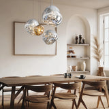 Suspension moderne effet lave en acrylique réglable en hauteur pour salle à manger
