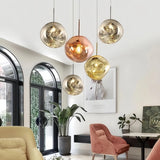 Suspension moderne effet lave en acrylique réglable en hauteur pour salle à manger
