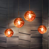 Suspension moderne effet lave en acrylique réglable en hauteur pour salle à manger