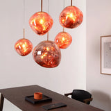 Suspension moderne effet lave en acrylique réglable en hauteur pour salle à manger