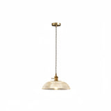 Suspension vintage en verre nervuré avec finition laiton pour salle à manger