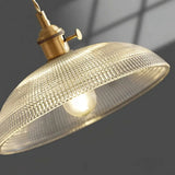 Suspension vintage en verre nervuré réglable en hauteur pour salle à manger