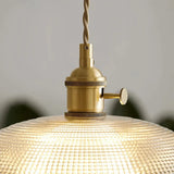 Suspension vintage en verre nervuré réglable en hauteur pour salle à manger