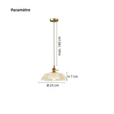 Suspension vintage en verre nervuré réglable en hauteur pour salle à manger
