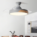 Ventilateur de plafond à pales rétractables silencieux LED dimmable mode été hiver pour chambre