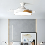 Ventilateur de plafond à pales rétractables silencieux LED dimmable mode été hiver pour chambre