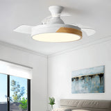 Ventilateur de plafond à pales rétractables silencieux LED dimmable mode été hiver pour chambre