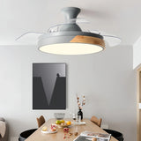 Ventilateur de plafond à pales rétractables silencieux LED dimmable mode été hiver pour chambre