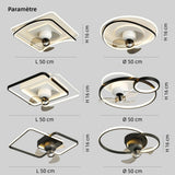 Ventilateur de plafond avec lumière LED design moderne oscillation à 360° moteur DC silencieux dimmable 6 vitesses pour chambre