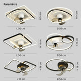 Ventilateur de plafond avec lumière LED design moderne oscillation à 360° moteur DC silencieux dimmable 6 vitesses pour chambre