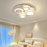 Ventilateur de plafond avec lumière LED en cristal moderne silencieux 3 vitesses mode Été Hiver Ø 50 cm pour chambre