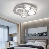 Ventilateur de plafond avec lumière LED en cristal moderne silencieux 3 vitesses mode Été Hiver Ø 50 cm pour chambre