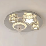 Ventilateur de plafond avec lumière LED en cristal moderne silencieux 3 vitesses mode Été Hiver Ø 50 cm pour chambre