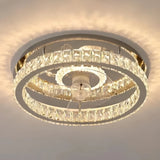 Ventilateur de plafond avec lumière LED en cristal moderne silencieux 3 vitesses mode Été Hiver Ø 50 cm pour chambre