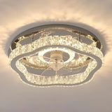 Ventilateur de plafond avec lumière LED en cristal moderne silencieux 3 vitesses mode Été Hiver Ø 50 cm pour chambre