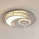 Ventilateur de plafond avec lumière LED en cristal moderne silencieux 3 vitesses mode Été Hiver Ø 50 cm pour chambre