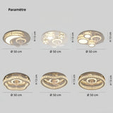 Ventilateur de plafond avec lumière LED en cristal moderne silencieux 3 vitesses mode Été Hiver Ø 50 cm pour chambre