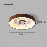 Ventilateur de plafond avec lumière silencieux LED dimmable moteur DC mode été hiver scandinave Ø 50 cm pour chambre
