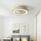 Ventilateur plafond avec lumière silencieux rond moderne LED dimmable avec moteur DC Ø 50 cm pour chambre
