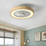 Ventilateur de plafond avec lumière silencieux rond LED dimmable moteur DC Ø 50 cm pour chambre