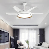 Ventilateur de plafond blanc avec lumière LED 6 pales moderne silencieux moteur DC à 6 vitesses mode été hiver minuterie pour salon