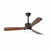 Ventilateur de plafond bois scandinave avec lumière LED silencieux moteur DC mode été hiver 3 vitesses pour salon