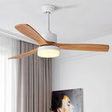 Ventilateur de plafond bois scandinave avec lumière LED silencieux moteur DC mode été hiver 3 vitesses pour salon