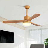 Ventilateur de plafond en bois scandinave avec lumière LED silencieux à 3 vitesses et télécommande pour salon